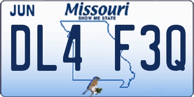 MO license plate DL4F3Q