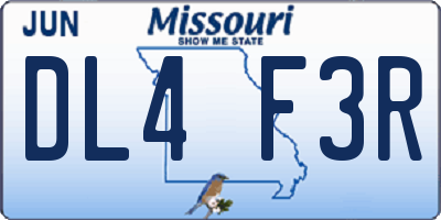 MO license plate DL4F3R