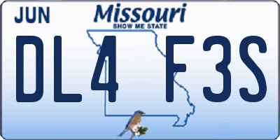 MO license plate DL4F3S