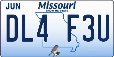MO license plate DL4F3U