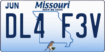 MO license plate DL4F3V
