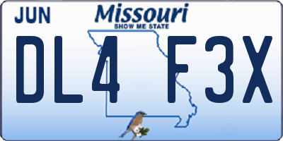 MO license plate DL4F3X