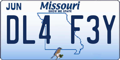 MO license plate DL4F3Y