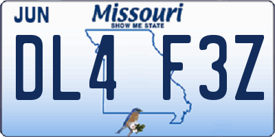 MO license plate DL4F3Z