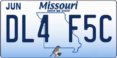 MO license plate DL4F5C