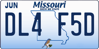 MO license plate DL4F5D