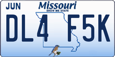 MO license plate DL4F5K