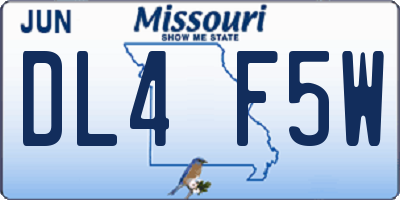 MO license plate DL4F5W