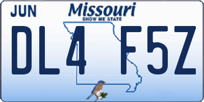 MO license plate DL4F5Z