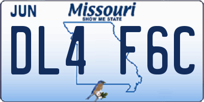MO license plate DL4F6C