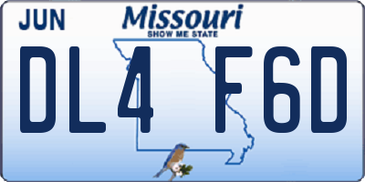 MO license plate DL4F6D
