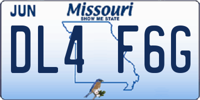 MO license plate DL4F6G