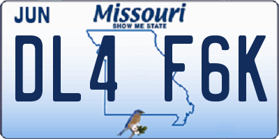 MO license plate DL4F6K