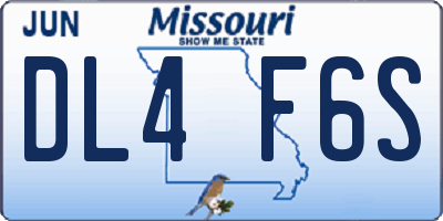 MO license plate DL4F6S