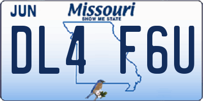 MO license plate DL4F6U