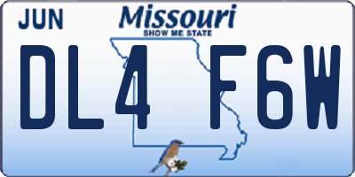 MO license plate DL4F6W