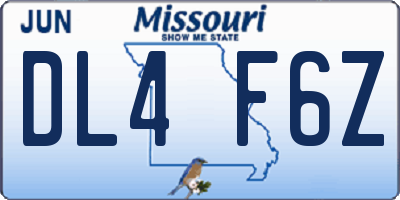 MO license plate DL4F6Z