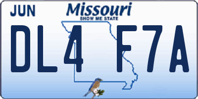 MO license plate DL4F7A
