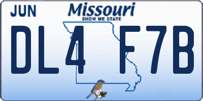 MO license plate DL4F7B