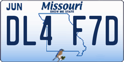 MO license plate DL4F7D