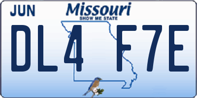 MO license plate DL4F7E