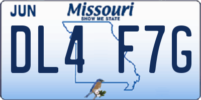 MO license plate DL4F7G