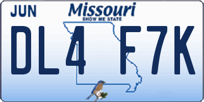 MO license plate DL4F7K