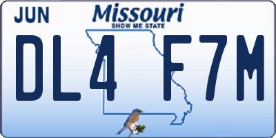 MO license plate DL4F7M