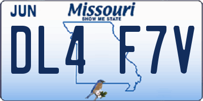 MO license plate DL4F7V