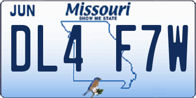 MO license plate DL4F7W