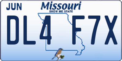 MO license plate DL4F7X