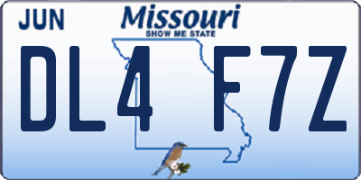 MO license plate DL4F7Z