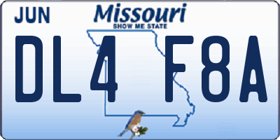 MO license plate DL4F8A