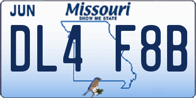 MO license plate DL4F8B