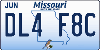 MO license plate DL4F8C