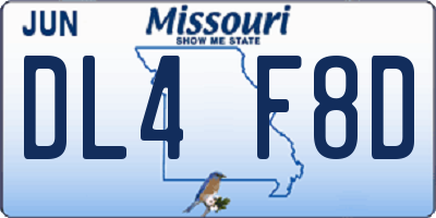 MO license plate DL4F8D
