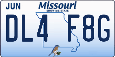 MO license plate DL4F8G