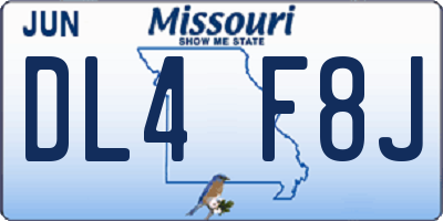 MO license plate DL4F8J