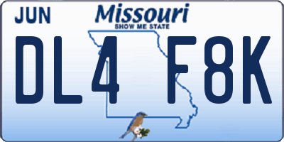 MO license plate DL4F8K