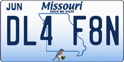 MO license plate DL4F8N