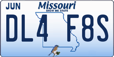 MO license plate DL4F8S