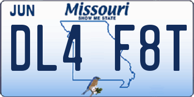 MO license plate DL4F8T