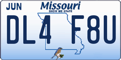 MO license plate DL4F8U