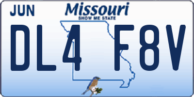 MO license plate DL4F8V