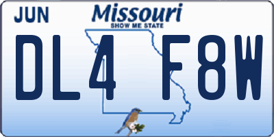 MO license plate DL4F8W