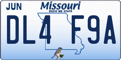 MO license plate DL4F9A