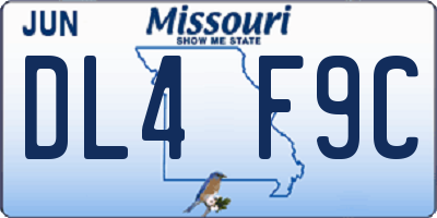 MO license plate DL4F9C