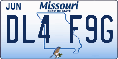 MO license plate DL4F9G