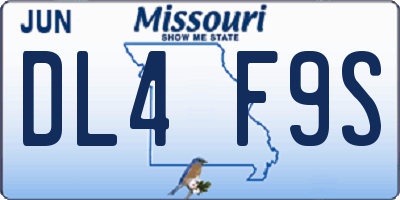 MO license plate DL4F9S