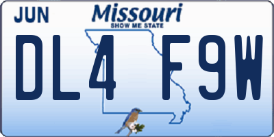 MO license plate DL4F9W